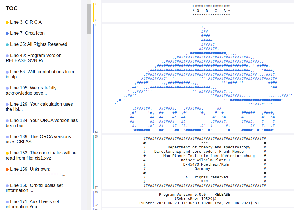 HTML output preview